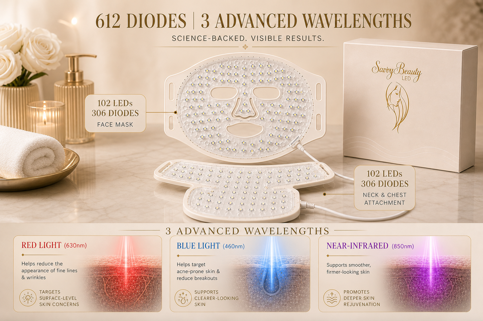 Red Light Therapy Mask for Face and Neck
